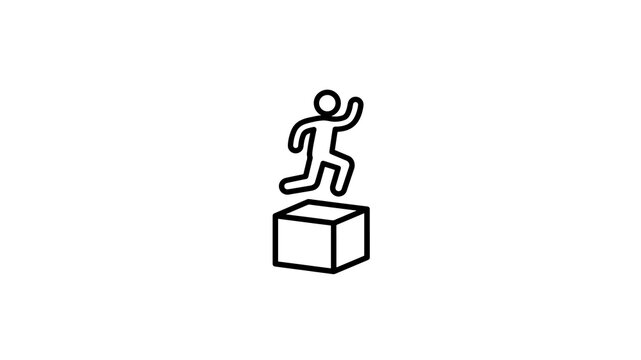Box jump exercise icon showing person jumping for plyometric workout