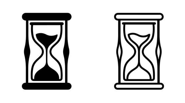 Hourglass timer symbol featuring solid and outline styles for time lapse