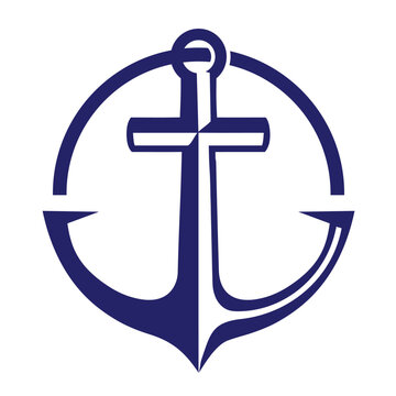 Anchor logo simple modern and abstract style design, for Marine  logo design vector.