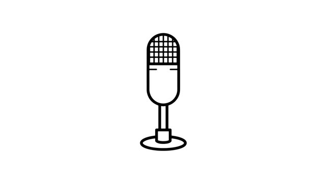 Vintage microphone outline icon for podcasting and music broadcasts