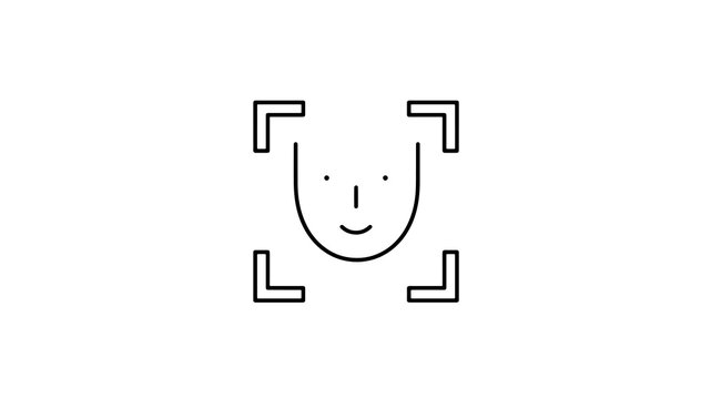 Facial recognition biometric scanner icon for secure user verification