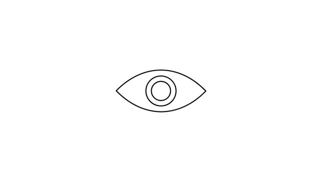 Human eye outline symbol for vision visibility and surveillance monitoring