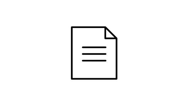 Paper document outline icon with folded corner for digital file storage