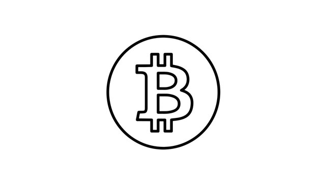 Bitcoin cryptocurrency coin icon black outline for digital money apps