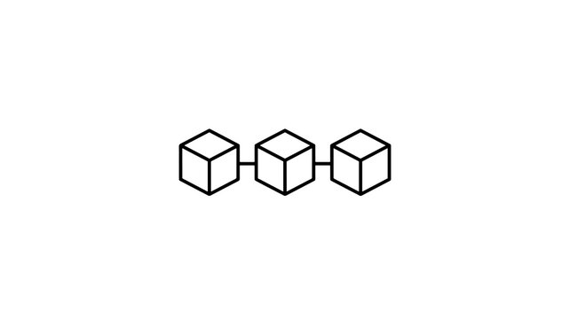 Blockchain technology icon black isometric cubes for network database