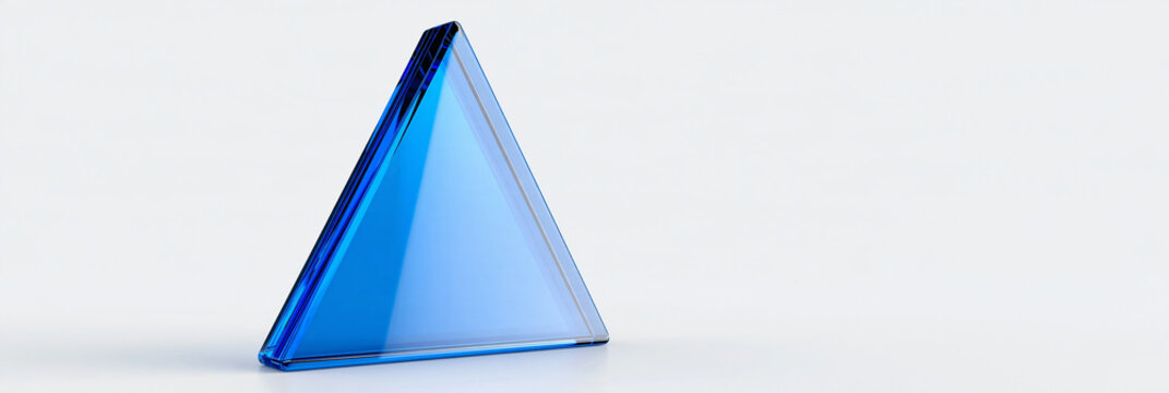 Blaues Glasdreieck mit transparenter Mitte auf wei&szlig;em Hintergrund