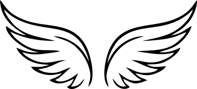 A set of cupid wings silhouette icon, wing vector Valentines Day vector isolated on transparent background