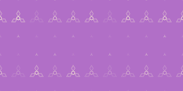 Delicate three-lobed floral outlines repeat across a luminous lavender field, with pale white accents and open spacing that gives this refined decorative design a light contemporary mood.