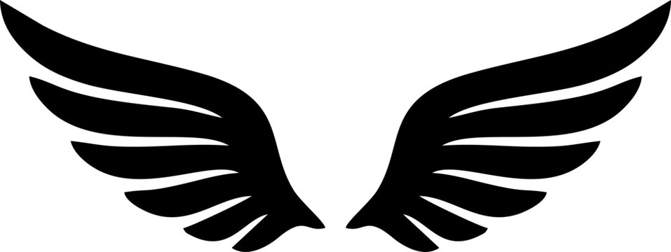 A set of cupid wings silhouette icon, wing vector Valentines Day vector isolated on transparent background