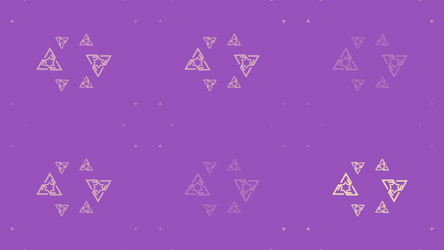 A refined repeating arrangement of interlocking triangular motifs in muted beige over a purple field, offering a modern decorative backdrop for branding, packaging, and digital design.