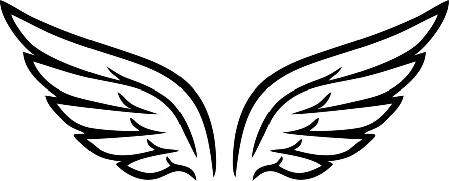 A set of cupid wings silhouette icon, wing vector Valentines Day vector isolated on transparent background