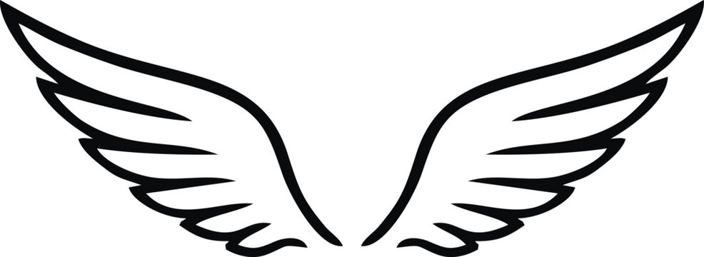 A set of cupid wings silhouette icon, wing vector Valentines Day vector isolated on transparent background