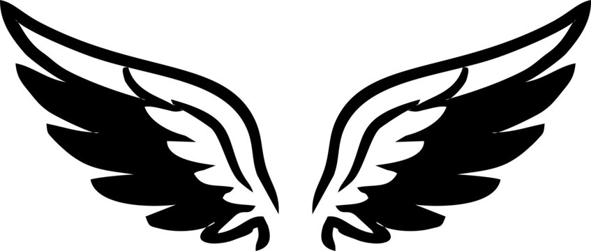 A set of cupid wings silhouette icon, wing vector Valentines Day vector isolated on transparent background