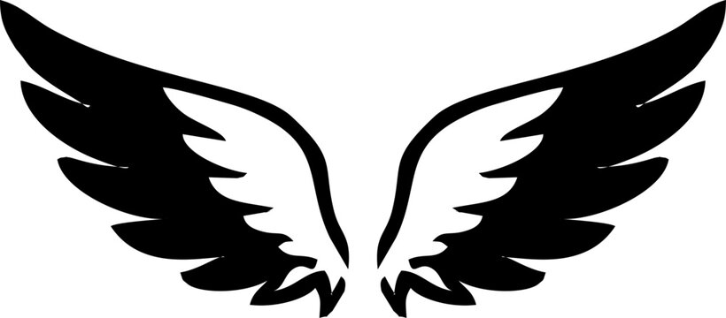 A set of cupid wings silhouette icon, wing vector Valentines Day vector isolated on transparent background