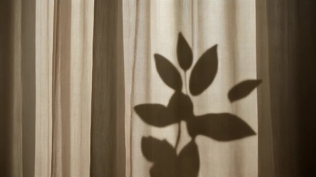 カーテンに映る植物の影が動く シームレスループ動画背景 16:9 4K