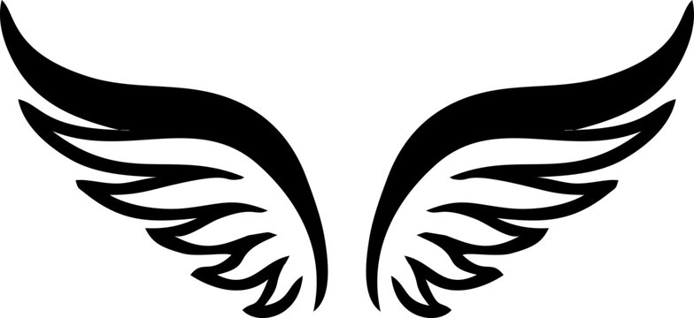A set of cupid wings silhouette icon, wing vector Valentines Day vector isolated on transparent background