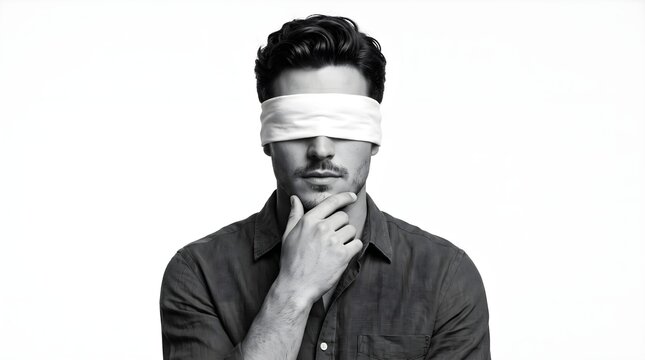 Man Wearing a Blindfold Posing &ndash; Mystery and Conceptual Portrait