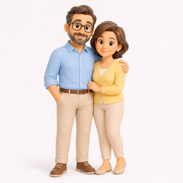 3D Happy Middle Aged Couple for Family Support and Retirement Planning