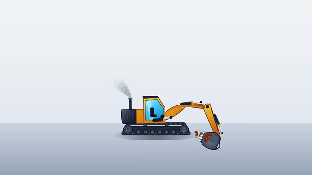 Excavator, construction machine and heavy equipment for building, infrastructure and industry. Digger, crawler and machinery for site work, development and engineering project with earthmoving.