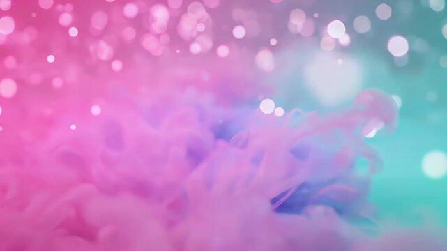 Abstract Pink and Mint Gradient Light Blur Animation Background - This abstract animation features a mesmerizing blend of pink and mint gradients, with soft bokeh lights creating a dreamy and