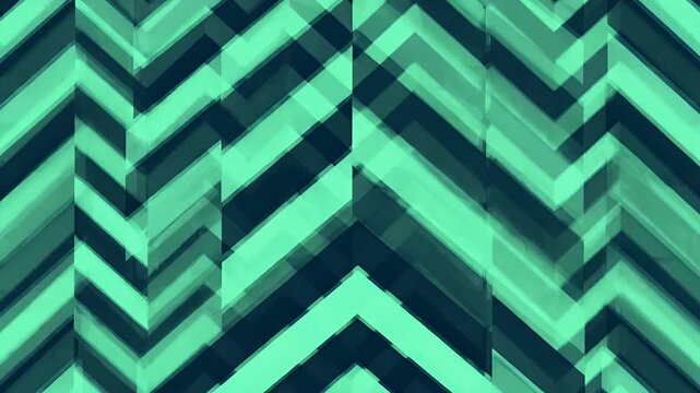 Animated Navy and Mint Chevron Triangle Pattern Background Loop - A repeating animated background features a chevron pattern composed of overlapping navy and mint green triangles.