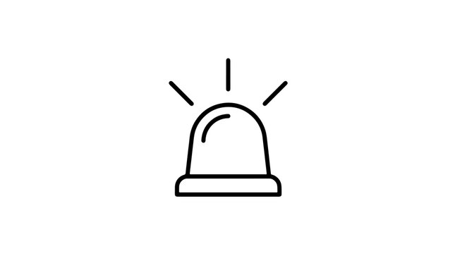 Black outline siren emergency flasher warning light flashing icon