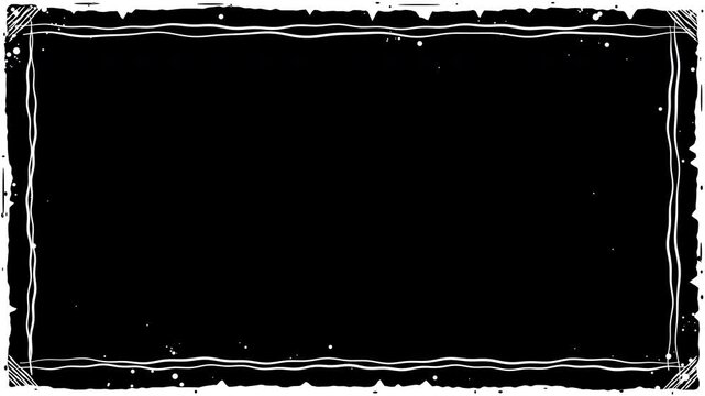 Hand Drawn vintage grunge film frame border retro photo edge distressed overlay 4K Animation with alpha transparent background