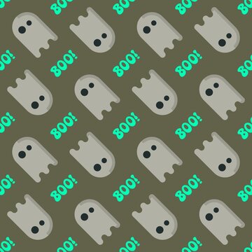 Halloween Ghost and Boo Seamless Pattern