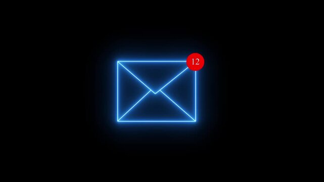 Mail inbox icon animation notification badge alert. Received message symbol for new email and inbox update 4K motion graphics video.