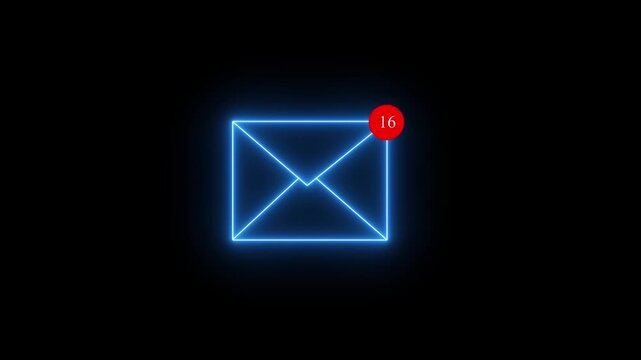 Mail inbox icon animation notification badge alert. Received message symbol for new email and inbox update 4K motion graphics video.