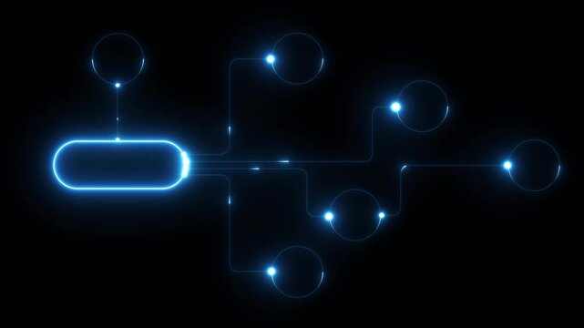 Ai tools or neon box. Multi function for Agentic AI technology motion background. Multi agent AI systems, Automate daily Tasks on neon line transparent background