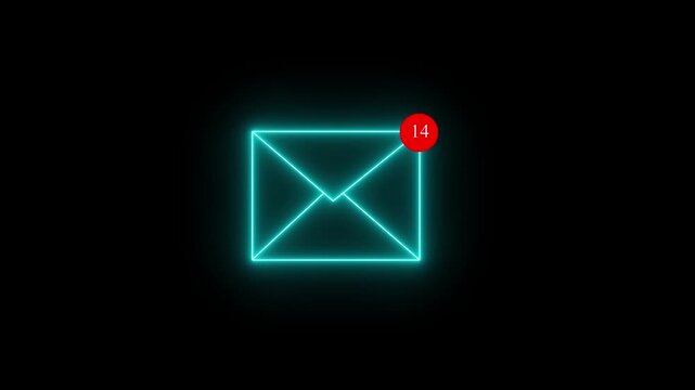 Mail inbox icon animation notification badge alert. Received message symbol for new email and inbox update 4K motion graphics video.