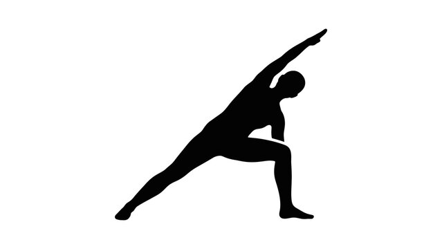 Extended Side Angle Yoga Pose Silhouette Vector