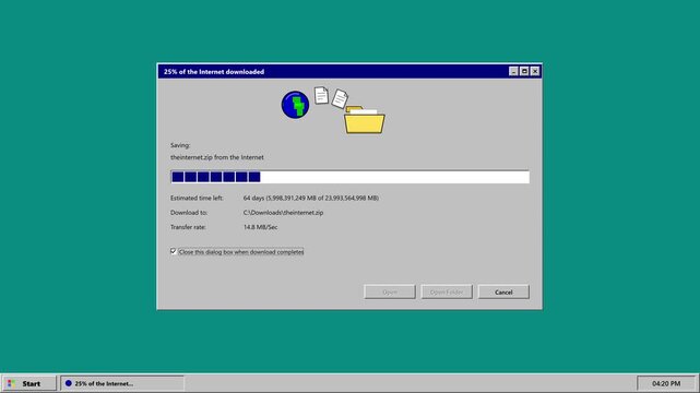 Retro Desktop Interface Internet Download Loading Progress Bar