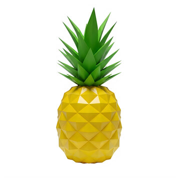 Bright yellow pineapple illustration isolated on transparent background