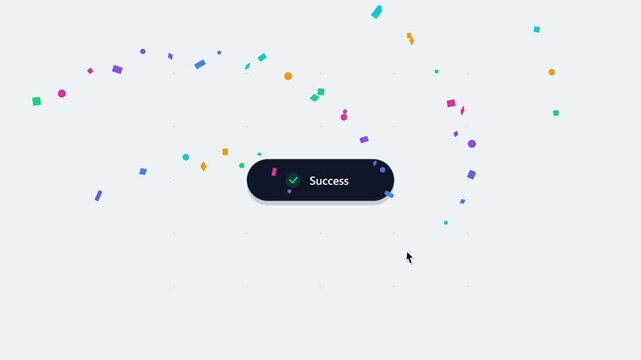 Interactive UI Submit Button Animation with Confetti Success State