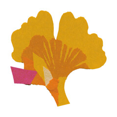 Fototapeta premium PNG Colorful abstract ginkgo leaf collage on blue background