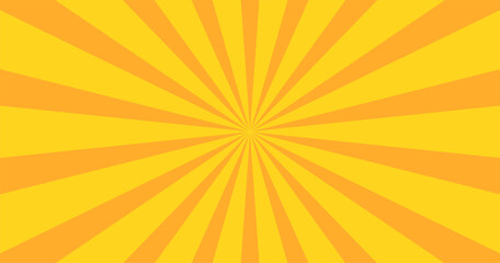 Fototapeta premium Yellow and Orange Retro Sunburst Background Vector with Radial Beams