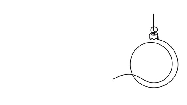 Christmas tree ball festive decoration one-line art animation, continuous line drawing 2027 New Year holiday adornment motion, winter celebration abstract 4k self-drawing video
