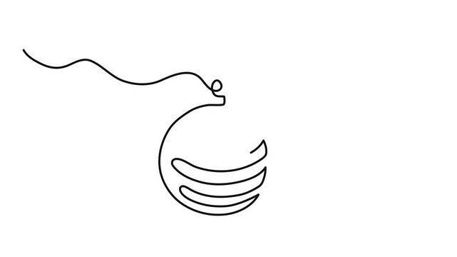 Christmas tree ball festive decoration one-line art animation, continuous line drawing 2027 New Year holiday adornment motion, winter celebration abstract 4k self-drawing video