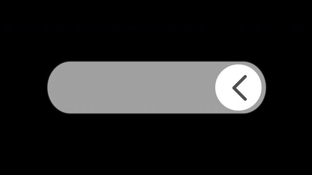 slide switch to unlock button with arrow, white horizontal slider bar with arrow for slide to unlock animation on transparent background, 4k video