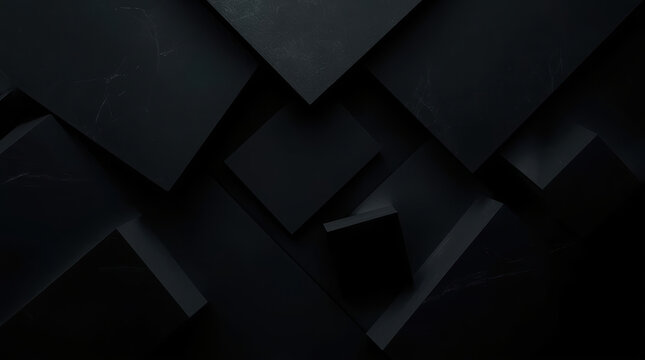 Black geometric shape overlapping abstract form deep shadow background