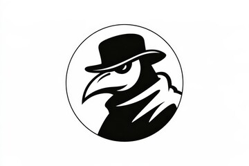 Fototapeta premium Stylized plague doctor icon in bold black and white