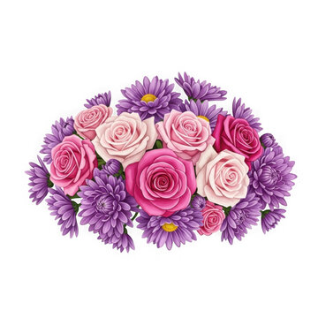 Blue flower bouquet with green leaves arrangement transparent background