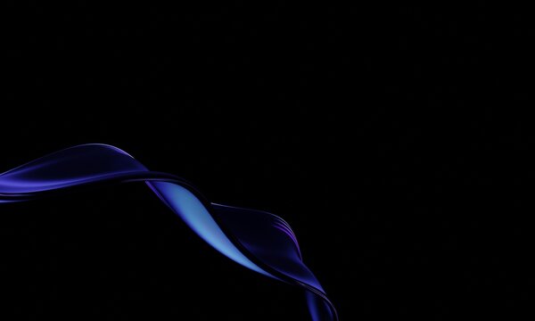 Abstract wavy glass shape, futuristic background design, 3d render