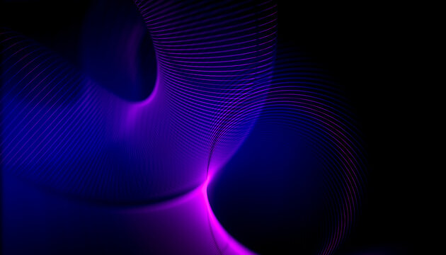 3D magenta wave mesh with futuristic technology portal on dark blue background