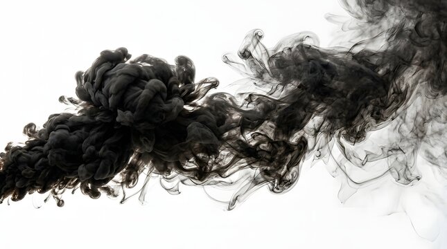 Black ink cloud isolated on white background