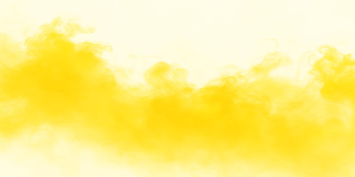 Yellow smoke or powder explosion isolated on transparent background
