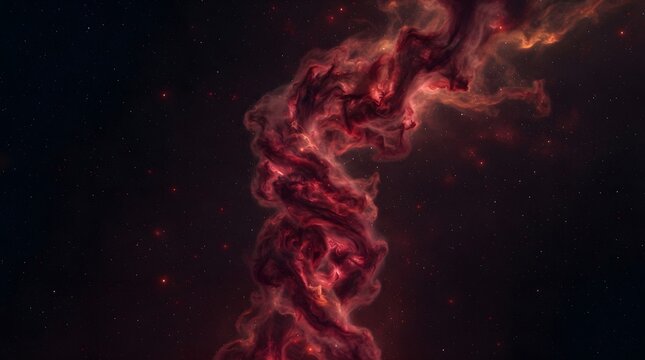 Abstract dark background with glowing red and orange smoke or nebula like textures and light streaks