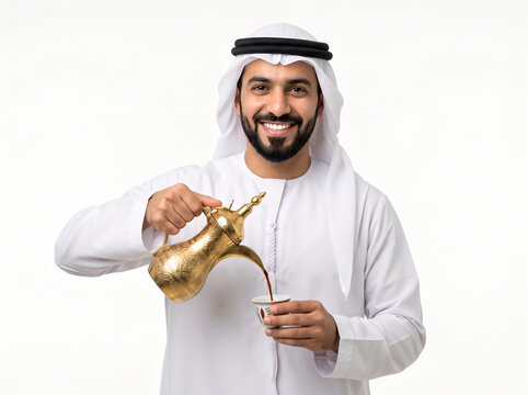 Arab Man Pouring Traditional Coffee